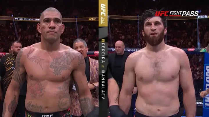 Primeira luta entre Alex Poatan e Magomed Ankalaev aconteceu em março, com vitória do russo na decisão unânime dos jurados (Foto: Reprodução/YouTube/UFC)