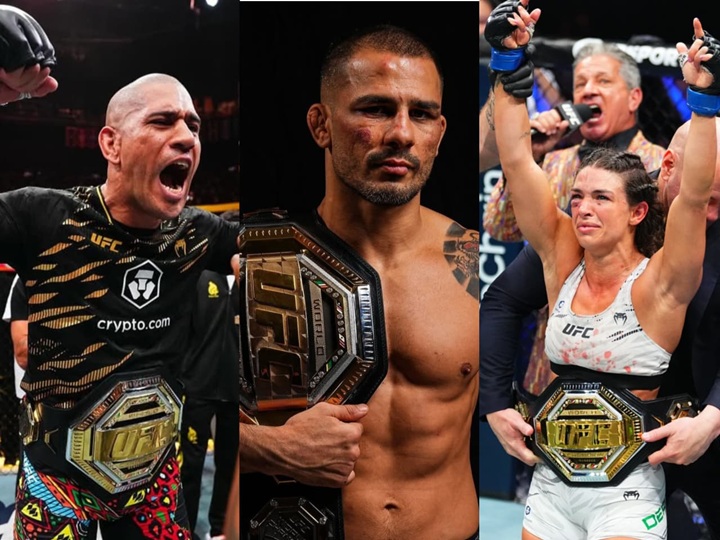 Com Poatan, Pantoja e Mackenzie, Brasil agora tem três campeões simultâneos no UFC atualmente (Foto: Reprodução/UFC)