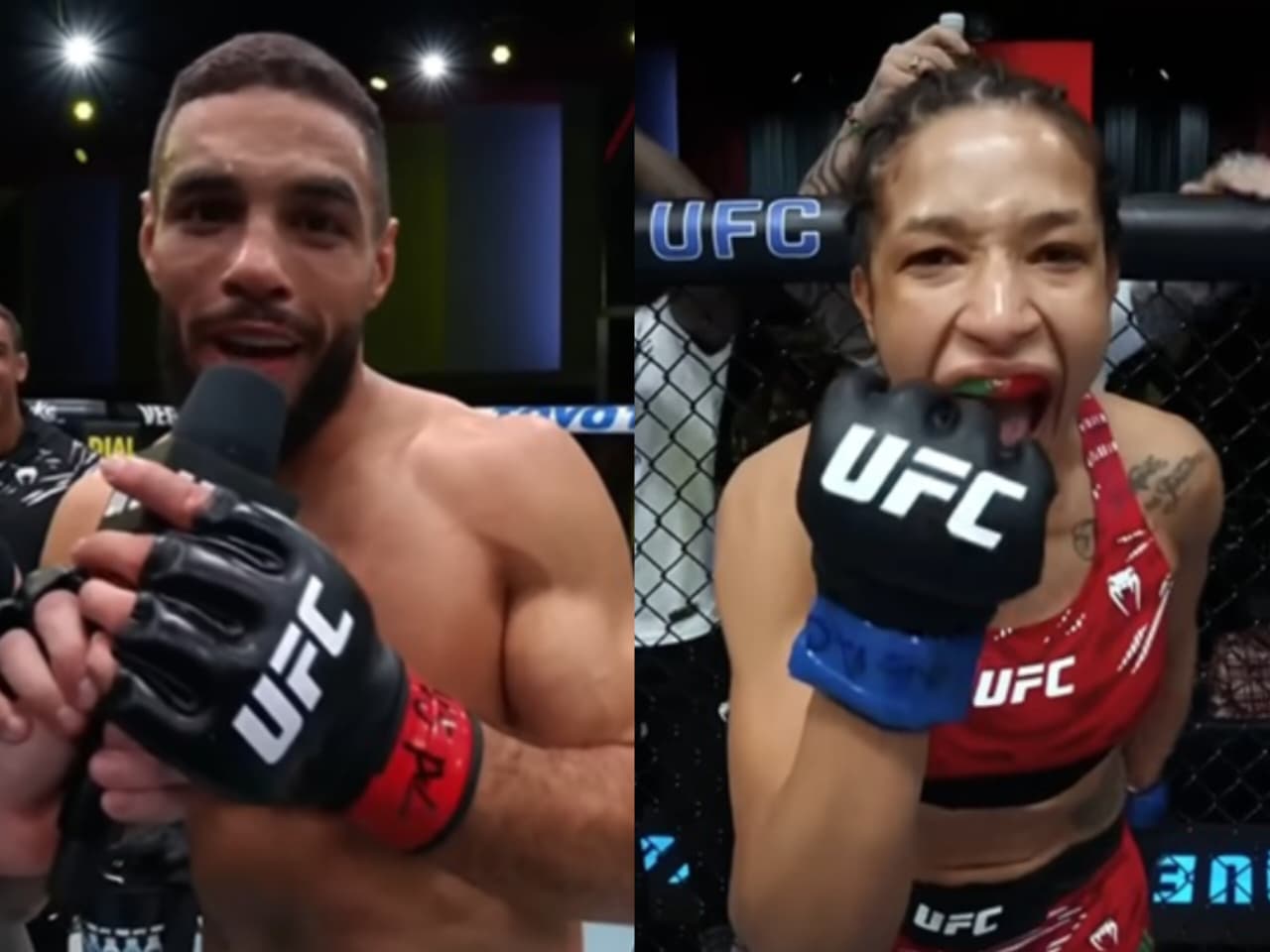 Gabriel Marretinha e Jacqueline Cavalcanti deram show no UFC Vegas 111 e subiram no ranking de suas respectivas categorias (Foto: Reprodução/UFC)