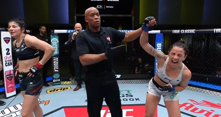 Norma Dumont falou sobre seus planos após a vitória sobre Ketlen Vieira no card do UFC Vegas 110 (Foto: Reprodução)