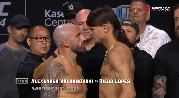 Revanche entre Alexander Volkanovski e Diego Lopes vai acontecer no UFC 325, marcado para o dia 31 de janeiro (Foto: Reprodução/UFC)