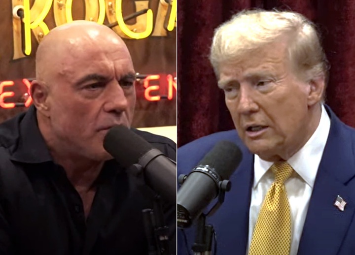 Donald Trump disse que card do UFC na Casa Branca pode ter até nove disputas de cinturão, o que foi contestado por Joe Rogan (Foto: Reprodução)