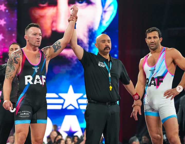 Colby Covington levou a melhor sobre Luke Rockhold, ex-campeão do UFC, em duelo de Wrestling realizado no Real American Freestyle (Foto: Reprodução/Instagram)