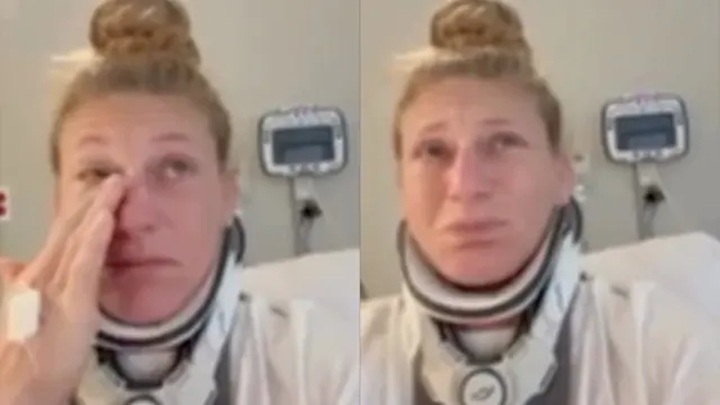 Com cirurgia no pescoço, Kayla Harrison precisou adiar sua luta contra Amanda Nunes, que aconteceria no próximo dia 24 de janeiro, no UFC 324 (Foto: Reprodução)