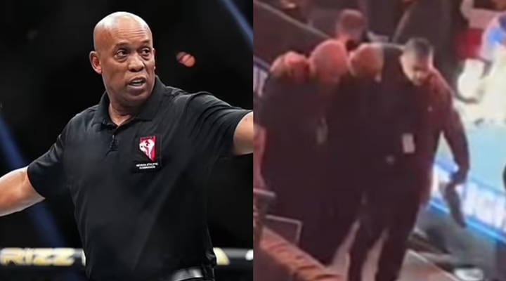 Presidente do Ultimate, Dana White confirmou que o árbitro Mark Smith sofreu grave lesão no joelho ao arbitrar um dos combates do UFC 324, no último sábado (24) (Foto: Reprodução)