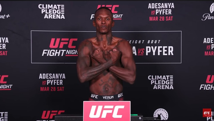 Em busca de recuperação, Israel Adesanya vai enfrentar Joe Pyfer na luta principal do UFC Seattle (Foto: Reprodução/UFC)