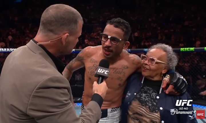 Carlos Prates nocauteou o ex-campeão Jack Della Maddalena e ampliou sua posição de destaque na divisão meio-médio do UFC (Foto: Reprodução/UFC)