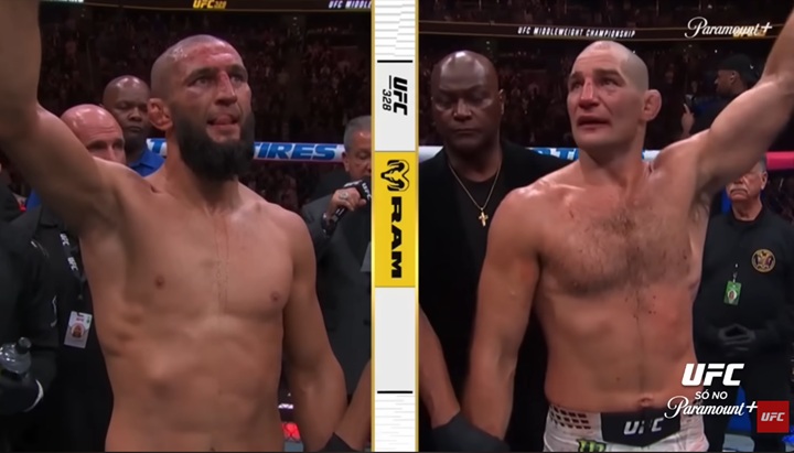 Após sofrer sua primeira derrota no MMA, Khamzat Chimaev quer revanche imediata contra Sean Strickland pelo cinturão peso-médio (Foto: Reprodução/UFC)