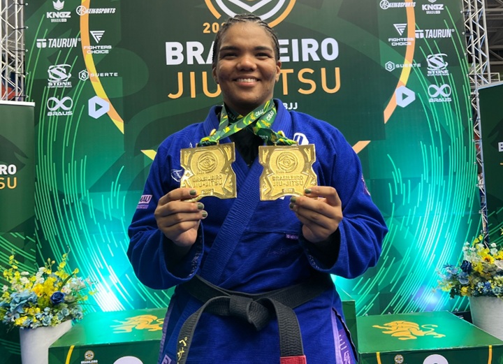 Gabi Pessanha derrotou Sarah Galvão na final do absoluto e conquistou sua nona medalha de ouro como faixa-preta no Brasileiro de Jiu-Jitsu da CBJJ (Foto: Reprodução/Instagram)