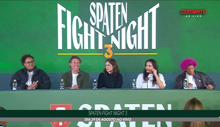 Com Bia Souza e Rafaela Souza como destaques, coletiva do Spaten Fight Night 3 aconteceu na última quinta-feira (21) (Foto: Reprodução/Combate)