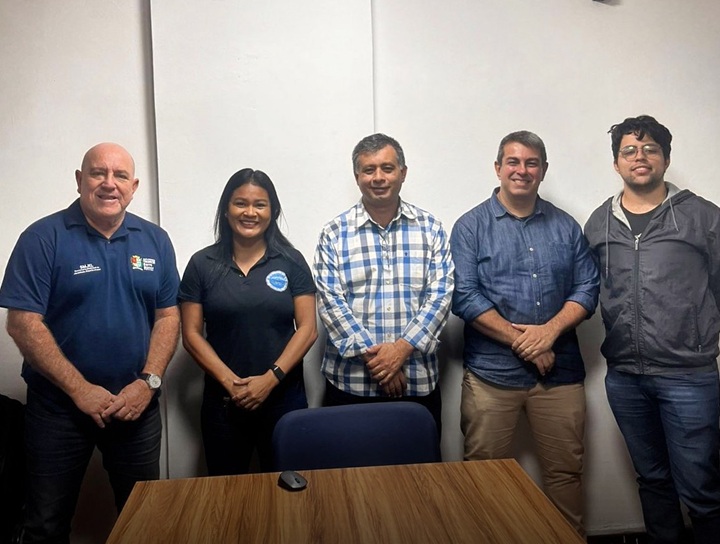 Mário Jorge, Rafaela Neves, Marcelo de Deus, Marcos Castro e Caíque Rodrigues se reuniram em Barra Mansa para debater etapa da LJJB no município (Foto: Divulgação)