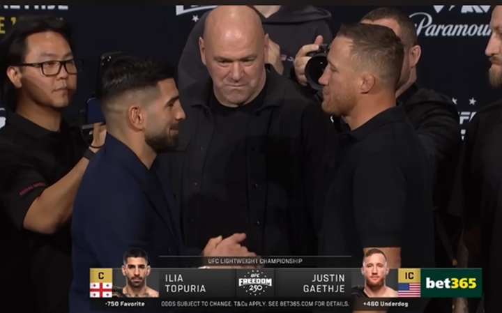 Topuria afirma ter perdido o respeito por Gaethje após provocações envolvendo sua vida pessoal e garante vitória rápida no UFC Casa Branca (Foto: Reprodução/UFC)